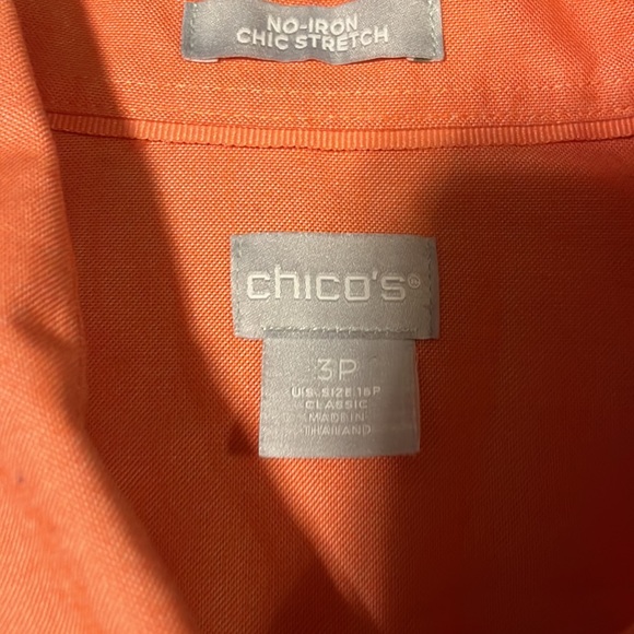Chico’s peach Oxford style button down- size 3P - Picture 4 of 5